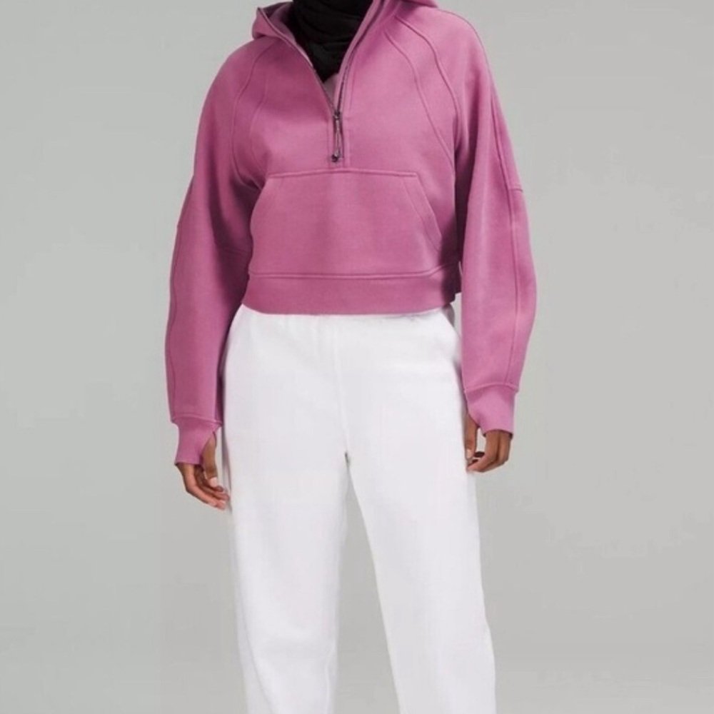 Scuba Oversized Half-Zip Hoodie   Color: velvet dust Size: XS/S